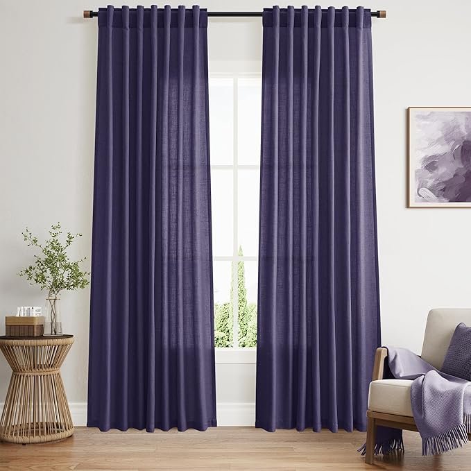 light filtering semi sheer drapes for living room and bedroom, 52x84 inch two panel set