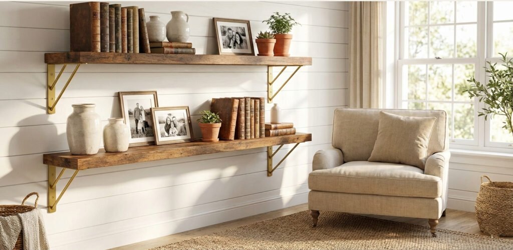 WOPITUES Wood Floating Shelves Set of 6