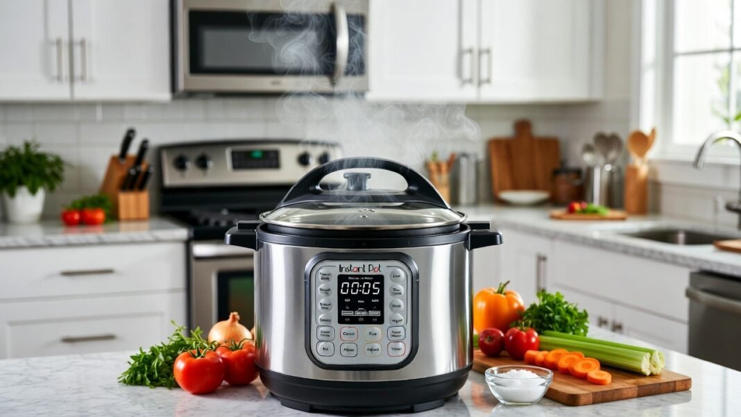 Instant Pot Duo Plus 9-in-1 Multicooker stainless steel inner pot cooking vegetables